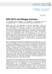 EEG 2012 wird Biogas bremsen - Fachverband Biogas e.V.