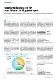 Fondskriterienkatalog für Investitionen in Biogasanlagen