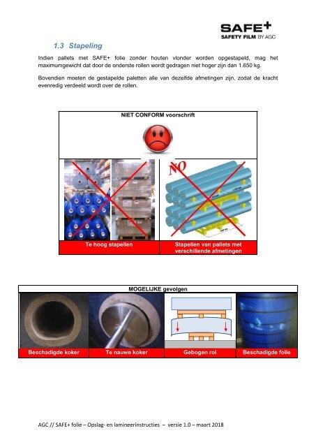 SAFE+ Opslag- en lamineerinstructies