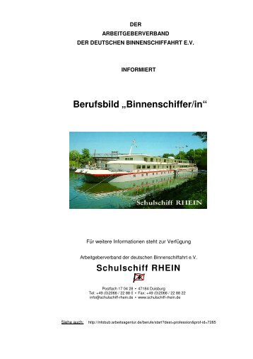 Berufsbild âBinnenschiffer/inâ - Schulschiff RHEIN