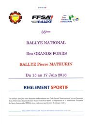Règlement Sportif Rallye National des GRANDS FONDS 2018 - Rallye Pierre MATHURIN