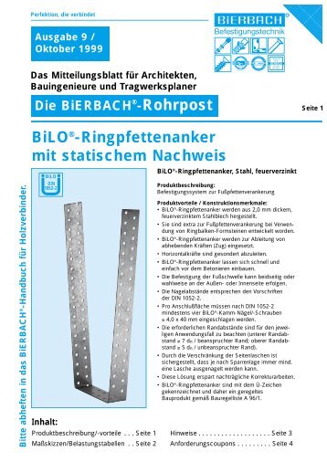 BiLO®-Ringpfettenanker mit statischem Nachweis - BiERBACH ...