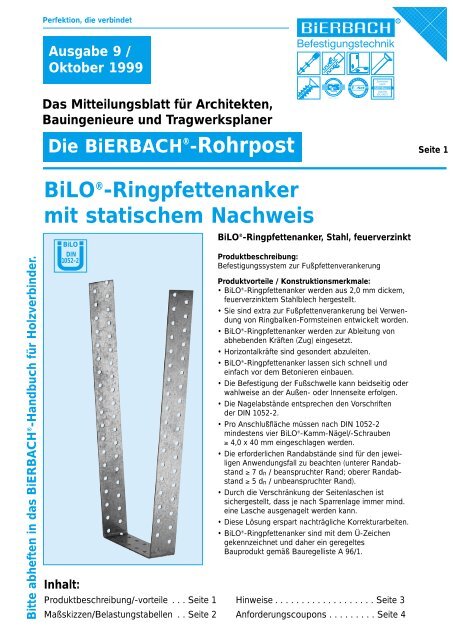 BiLO®-Ringpfettenanker mit statischem Nachweis - BiERBACH ...