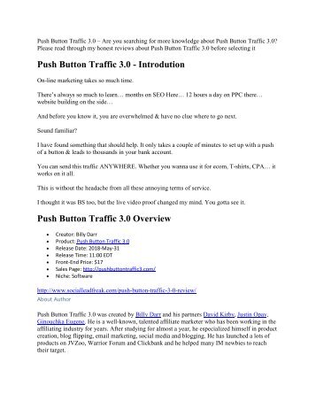 Push Button Traffic 3.0 is the cloud based software