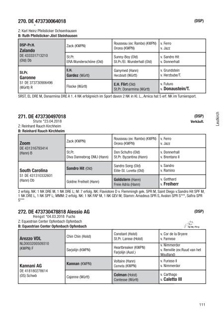 Fohlenschaukatalog Warmblut 2018