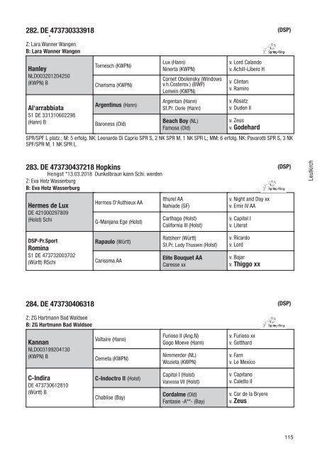 Fohlenschaukatalog Warmblut 2018