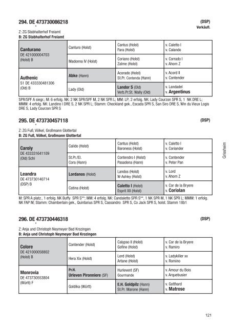 Fohlenschaukatalog Warmblut 2018