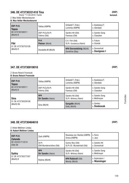 Fohlenschaukatalog Warmblut 2018