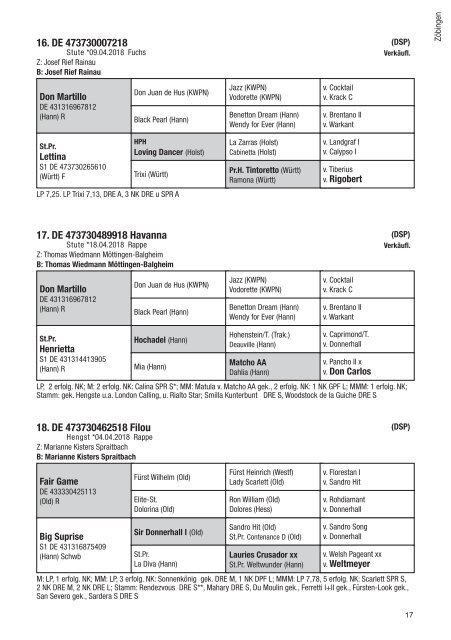 Fohlenschaukatalog Warmblut 2018