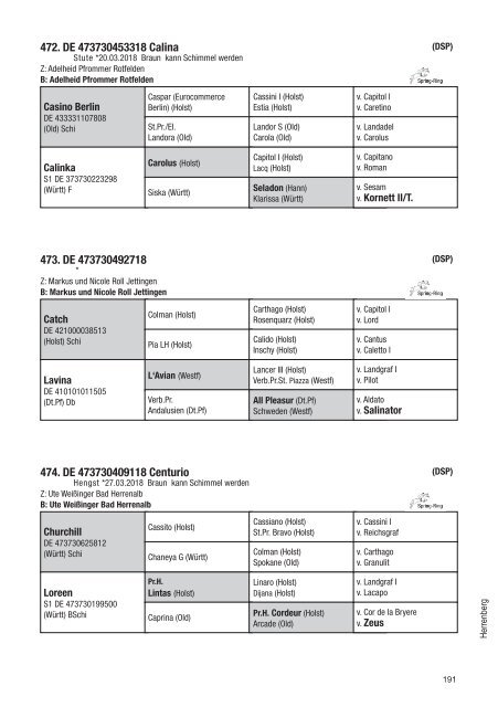 Fohlenschaukatalog Warmblut 2018