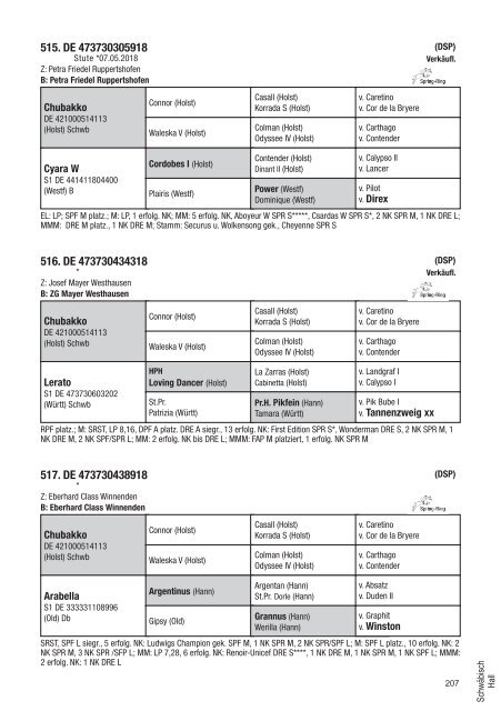 Fohlenschaukatalog Warmblut 2018