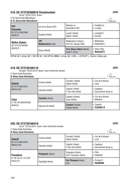 Fohlenschaukatalog Warmblut 2018