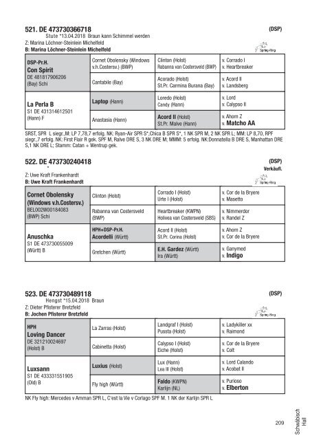 Fohlenschaukatalog Warmblut 2018