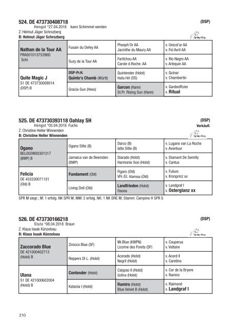 Fohlenschaukatalog Warmblut 2018