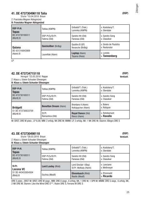 Fohlenschaukatalog Warmblut 2018