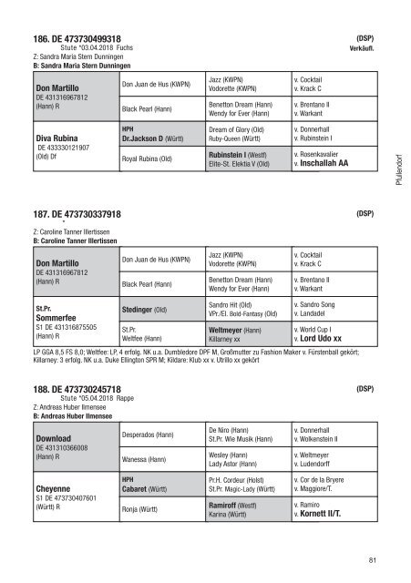 Fohlenschaukatalog Warmblut 2018