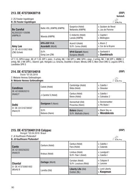 Fohlenschaukatalog Warmblut 2018