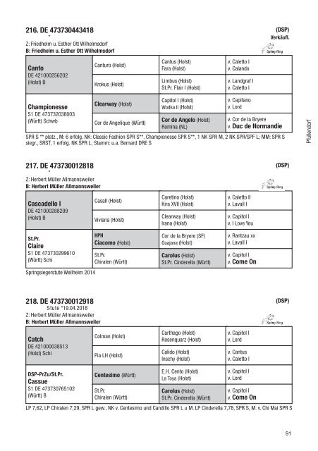 Fohlenschaukatalog Warmblut 2018