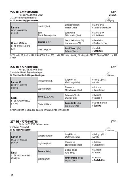 Fohlenschaukatalog Warmblut 2018