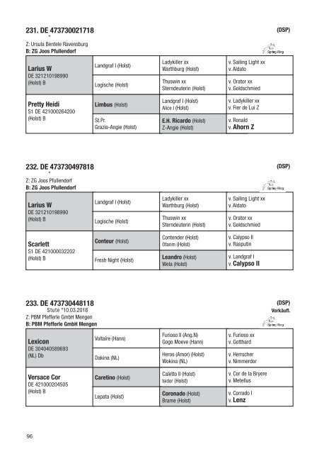 Fohlenschaukatalog Warmblut 2018