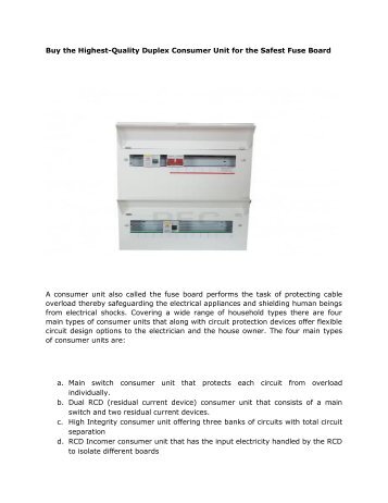 Buy the Highest-Quality Duplex Consumer Unit for the Safest Fuse Board(1)