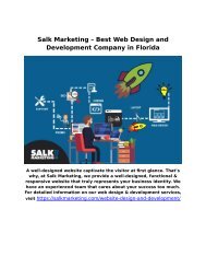 Salk Marketing – Best Web Design and Development Company in Florida