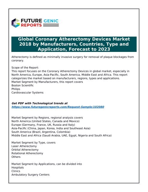 Coronary Atherectomy Devices Market - Changing Supply And Demand Scenarios By 2023