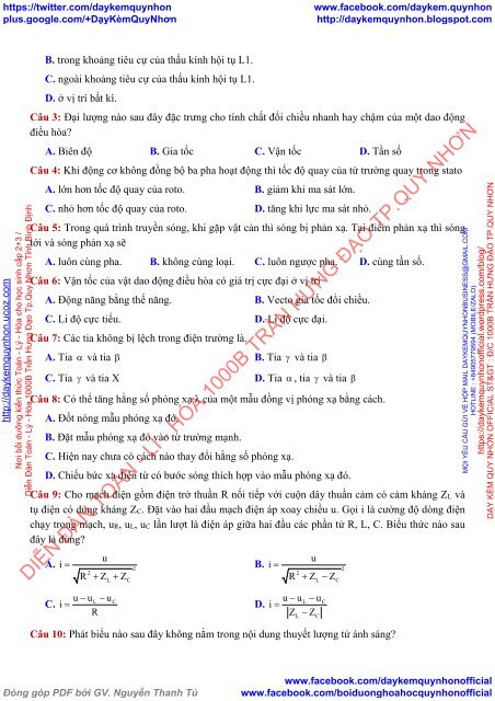 Tuyển tập đề thi thử THPT Quốc gia 2018 Môn Vật Lý Các trường THPT Cả nước CÓ ĐÁP ÁN + GIẢI CHI TIẾT (Lần 3) [DC29052018]