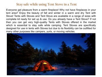 Stay safe while using Tent Stovein a Tent