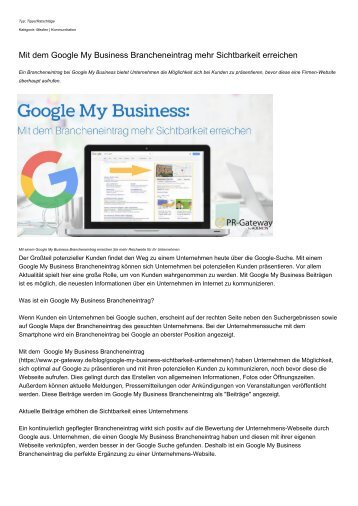 Mit dem Google My Business Brancheneintrag mehr Sichtbarkeit erreichen