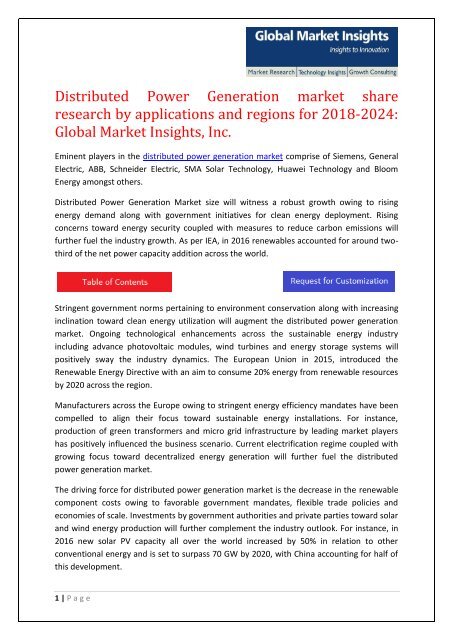 Distributed Power Generation Market Share Segmentation Report 2024 Distributed Power Generation Market Share Segmentation Report 2024