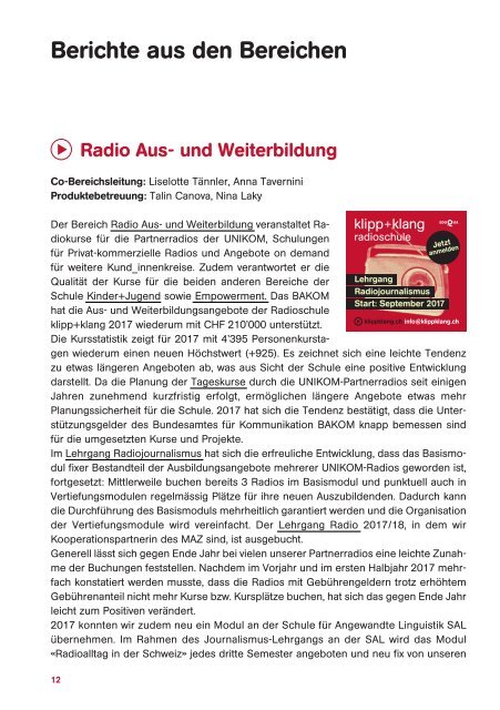 Jahresbericht 2017 – Radioschule klipp+klang