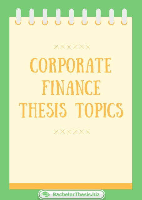 Corporate Finance Thesis Topics