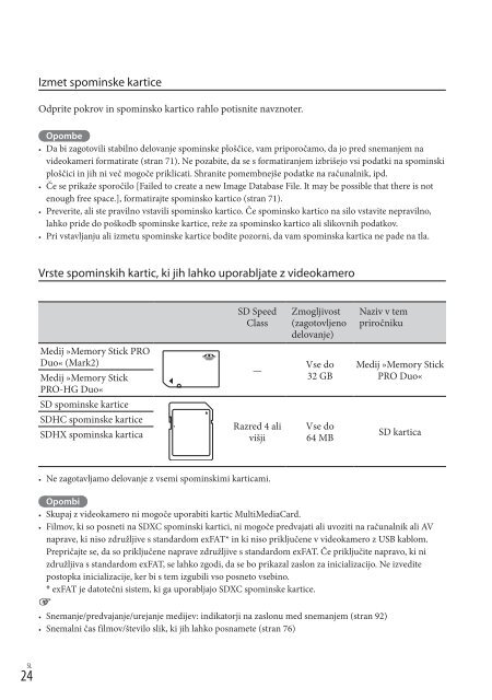 Sony HDR-PJ720E - HDR-PJ720E Mode d'emploi Slov&eacute;nien