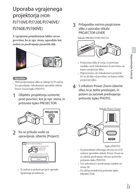 Sony HDR-PJ720E - HDR-PJ720E Mode d'emploi Slov&eacute;nien