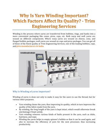 Why Is Yarn Winding Important? Which Factors Affect Its Quality? - Trim Engineering Services