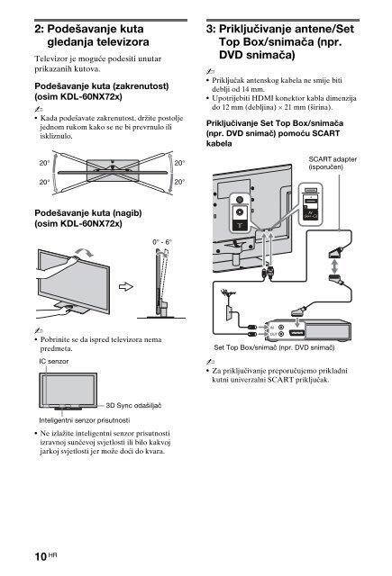 Sony KDL-40NX725 - KDL-40NX725 Consignes d&rsquo;utilisation Croate