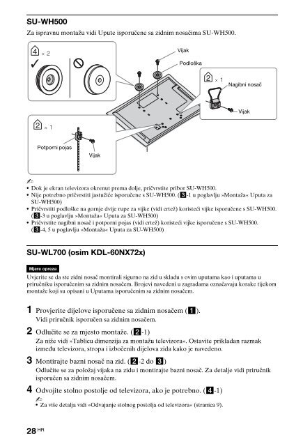 Sony KDL-40NX725 - KDL-40NX725 Consignes d&rsquo;utilisation Croate