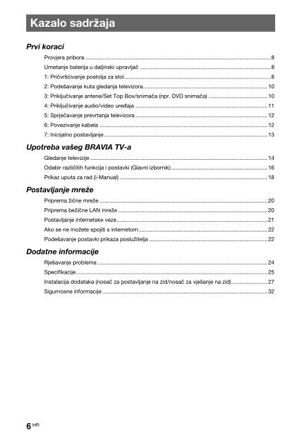 Sony KDL-40NX725 - KDL-40NX725 Consignes d&rsquo;utilisation Croate