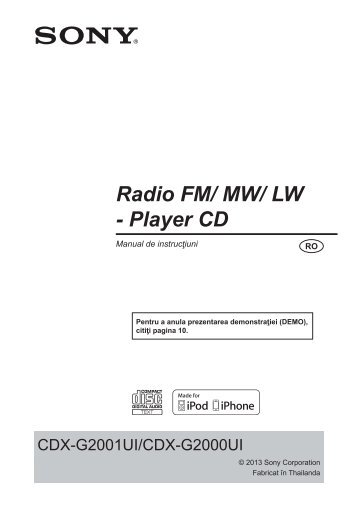 Sony CDX-G2001UI - CDX-G2001UI Consignes dâutilisation Roumain