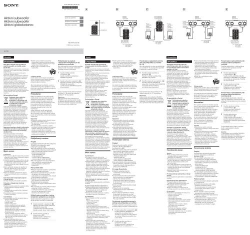 Sony SA-CS9 - SA-CS9 Consignes d&rsquo;utilisation Slov&eacute;nien