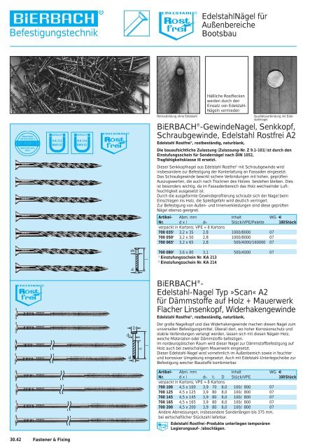 Nagel- technik Fastener + Fixing - BiERBACH GmbH & Co. KG ...