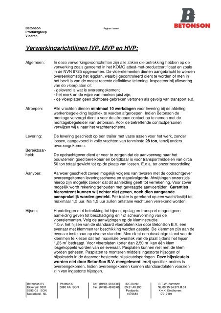 Verwerkingsrichtlijnen IVP MVP en HVP 171011 - Betonson