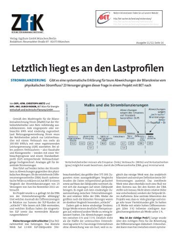 Letztlich liegt es an den Lastprofilen - BET Aachen