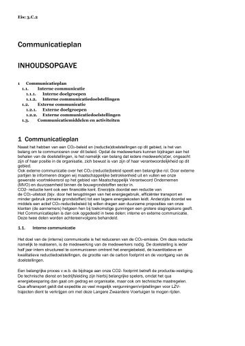 Communicatieplan INHOUDSOPGAVE - Betonson