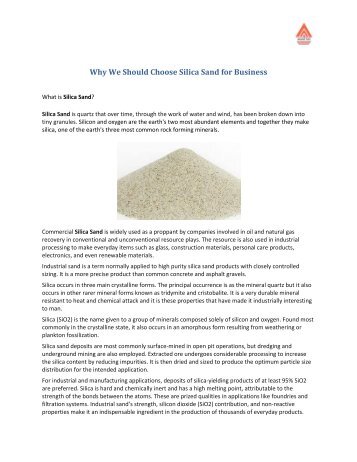 Why We Should Choose Silica Sand for Business