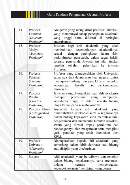 Garis Panduan Penggunaan Gelaran Profesor - Bahasa