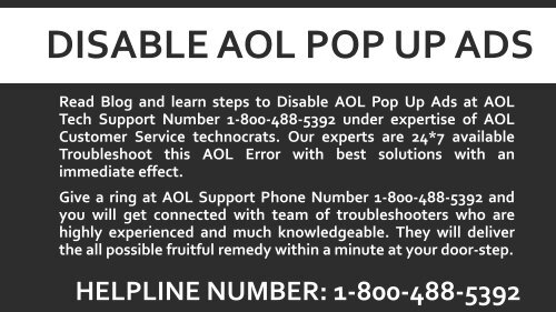 How to Disable AOL Pop Up Ads? 1-800-488-5392