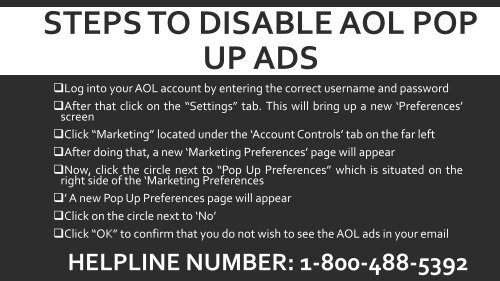How to Disable AOL Pop Up Ads? 1-800-488-5392