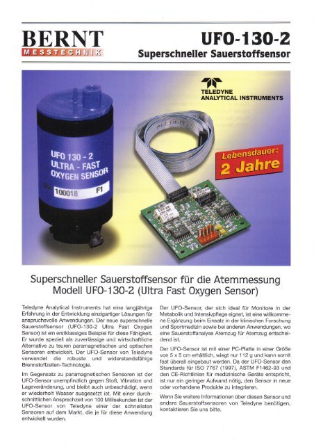 Superschneller Sauerstoffsensor UFO-130-2 - Bernt GmbH